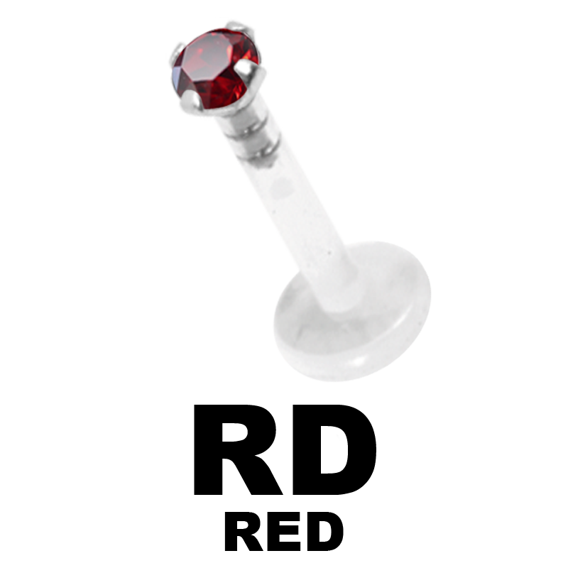 Bioplast Labret with 2.0\3.0mm 925 Silver Jewelled Disk Labret