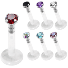 Bioplast Labret with 2.0\3.0mm 925 Silver Jewelled Disk
