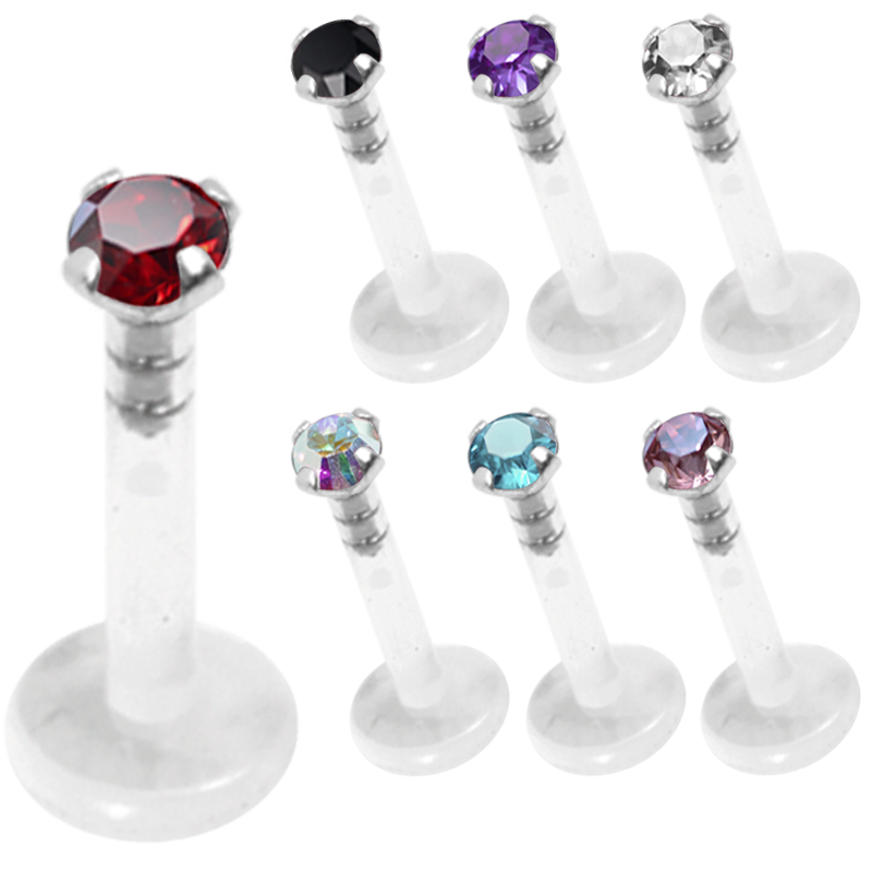 Bioplast Labret with 2.0\3.0mm 925 Silver Jewelled Disk Labret