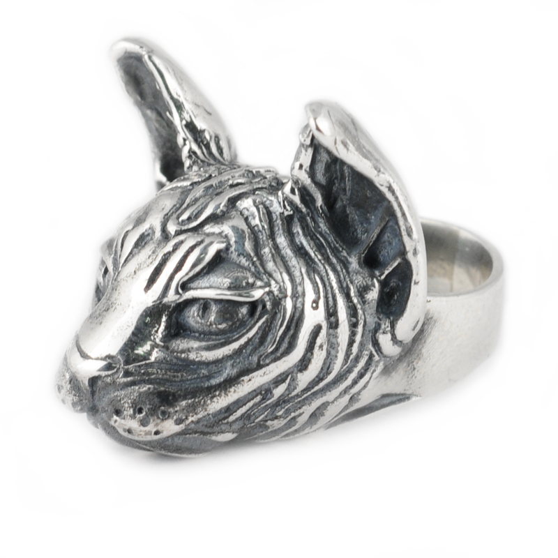 Wild Silver Ring with Sphynx Anelli