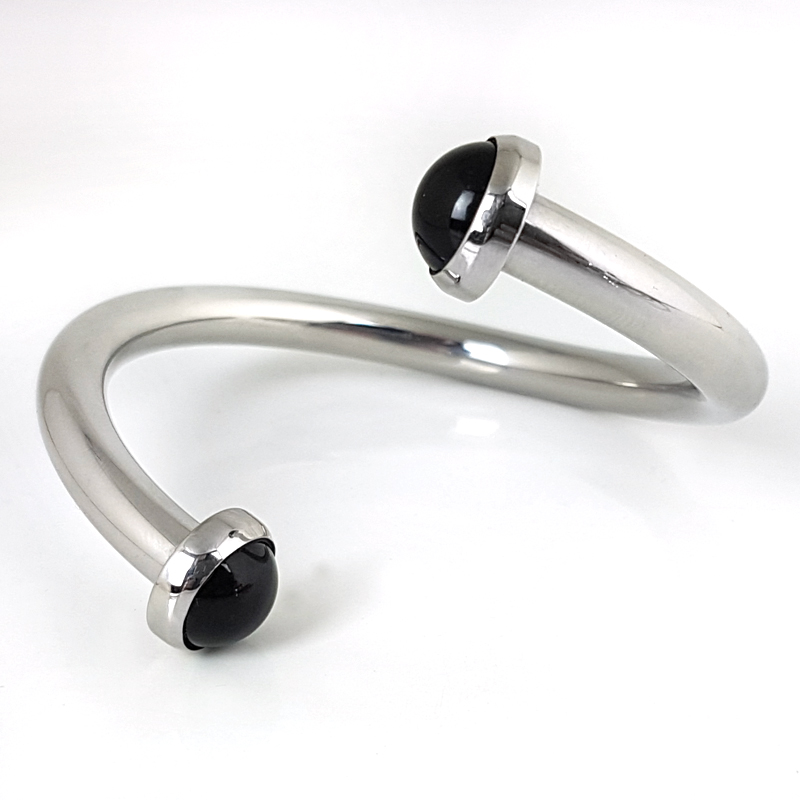 Raindrop Steel Bracelet with Natural Stone Disc Bracciali