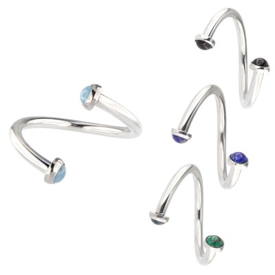 Raindrop Steel Bracelet with Natural Stone Disc Bracciali