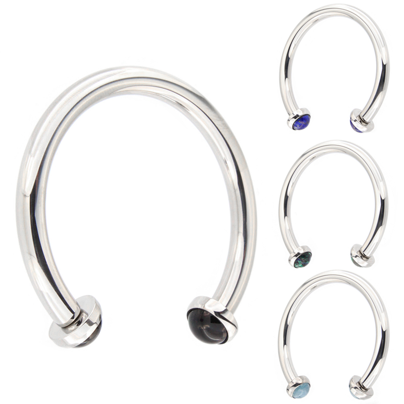 Steel Micro Mega Cuff Bracelet with Onyx Natural Stone Disc Bracciali