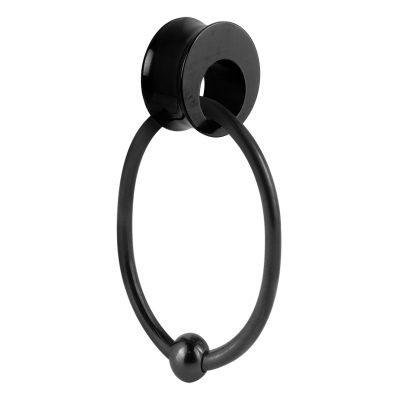 Black Steel Ball Closure Oval Ring Orecchio