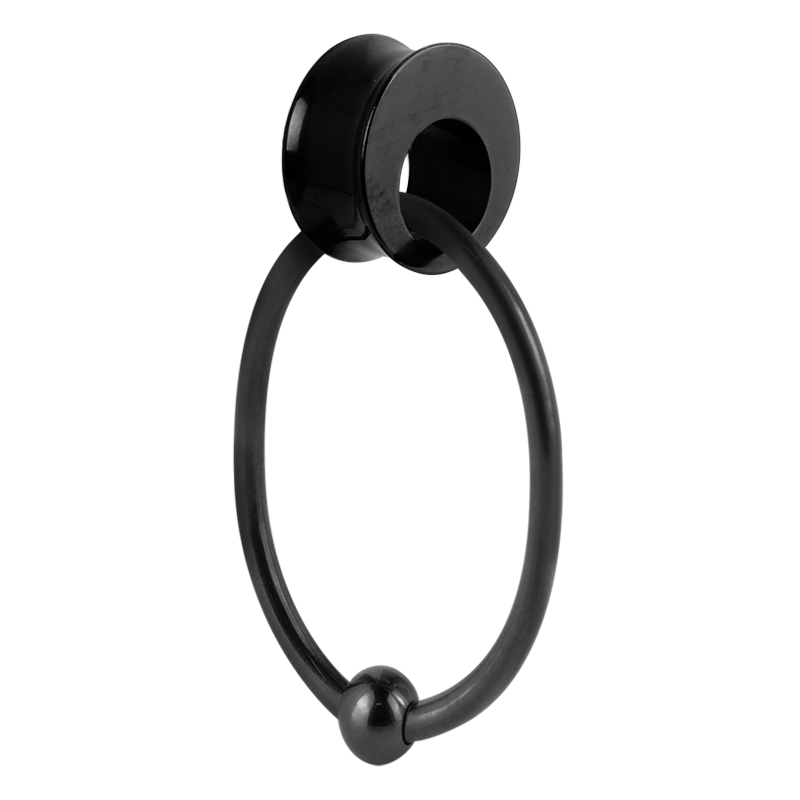 Black Steel Ball Closure Oval Ring Orecchio