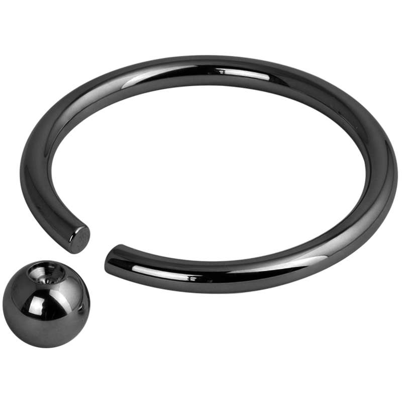 Black Steel Mega Ball Closure Ring Orecchio