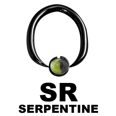 Black Steel Ball Closure Oval Ring with Natural Stone Orecchio