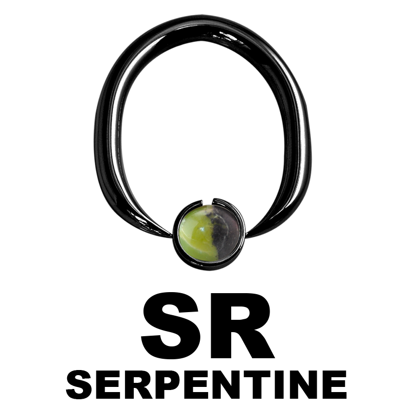 Black Steel Ball Closure Oval Ring with Natural Stone Orecchio