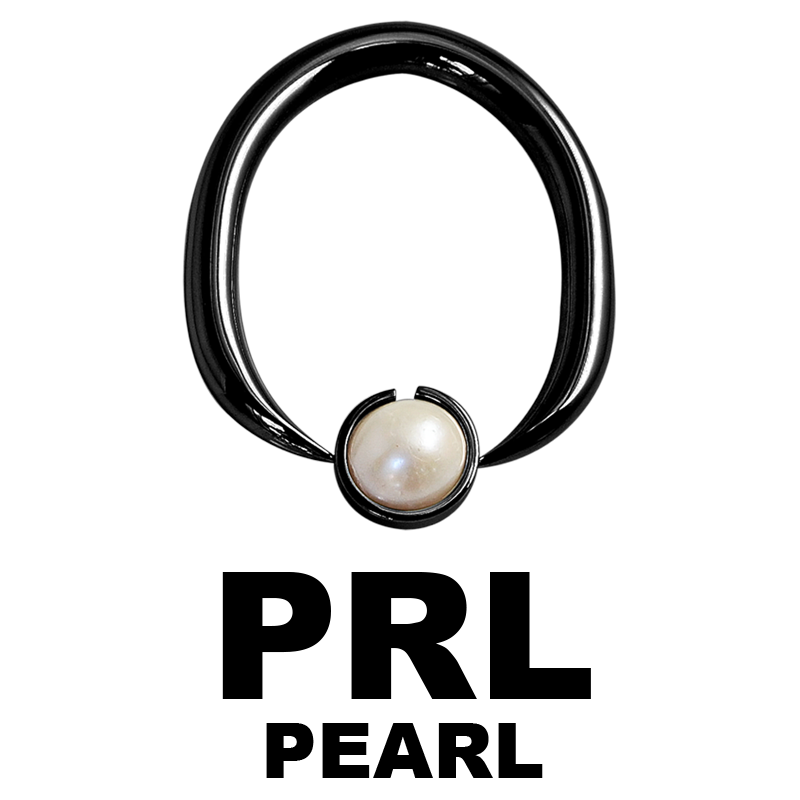 Black Steel Ball Closure Oval Ring with Natural Stone Orecchio