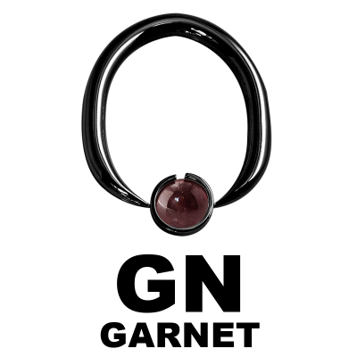 Black Steel Ball Closure Oval Ring with Natural Stone Orecchio