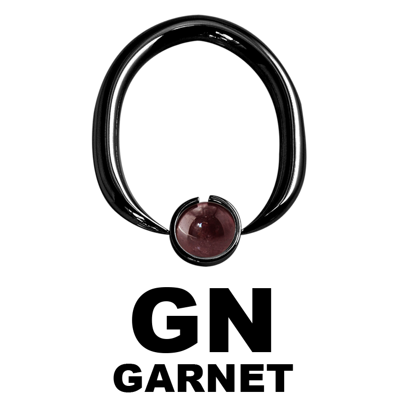Black Steel Ball Closure Oval Ring with Natural Stone Orecchio