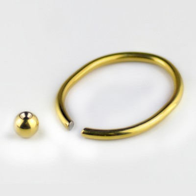 Gold Steel Ball Closure Oval Ring Orecchio