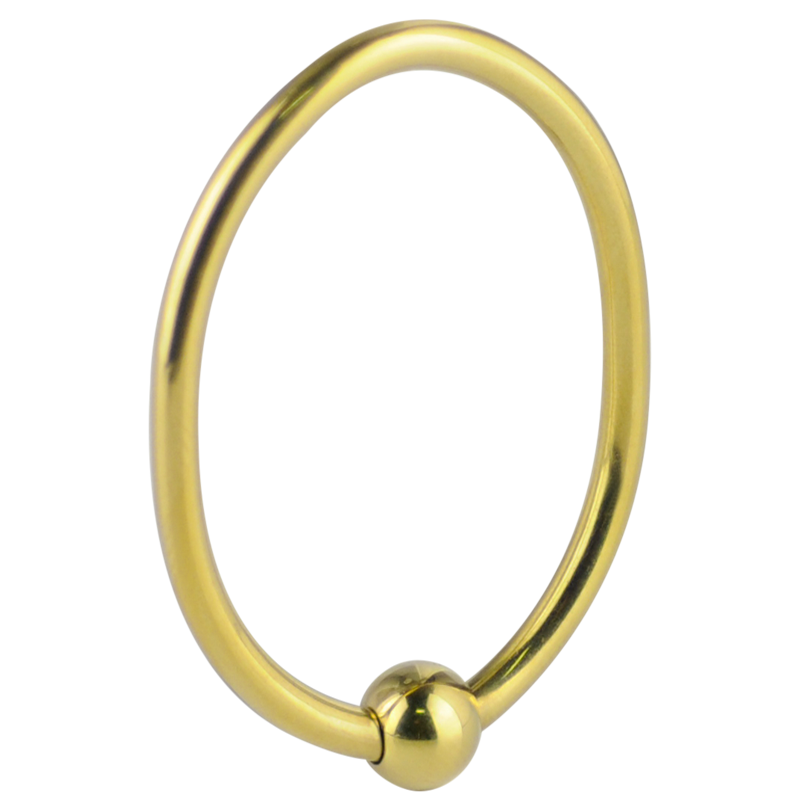 Gold Steel Ball Closure Oval Ring Orecchio