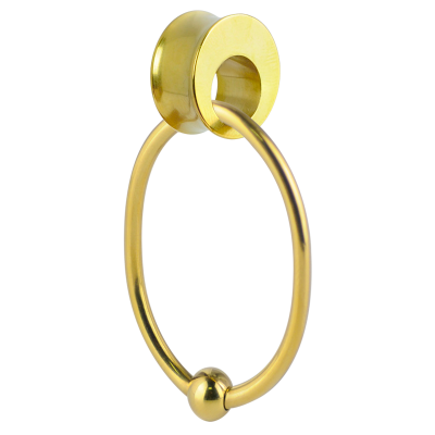 Gold Steel Ball Closure Oval Ring Orecchio