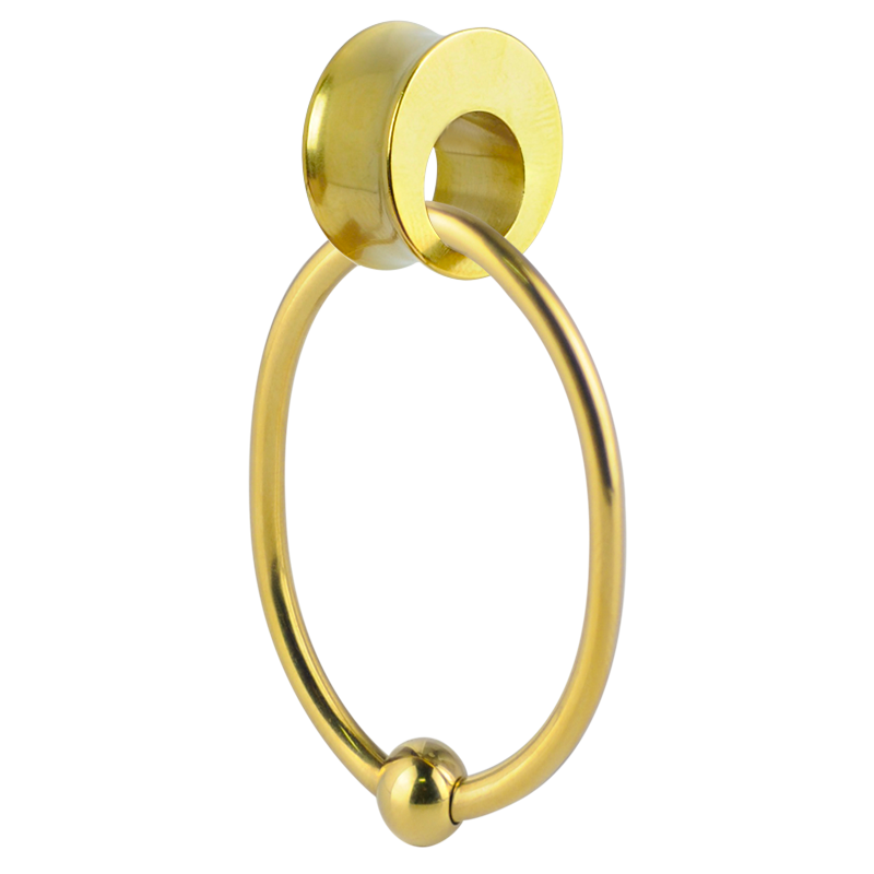 Gold Steel Ball Closure Oval Ring Orecchio