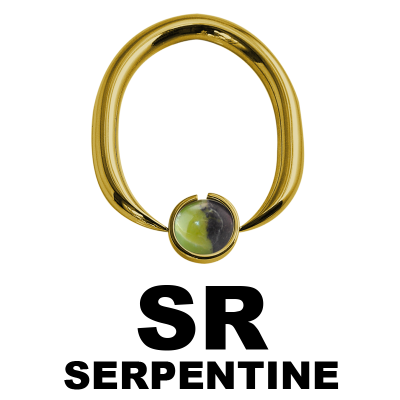 Gold Steel Ball Closure Oval Ring with Natural Stone Orecchio