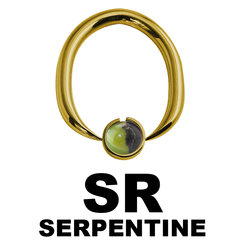 Gold Steel Ball Closure Oval Ring with Natural Stone Orecchio