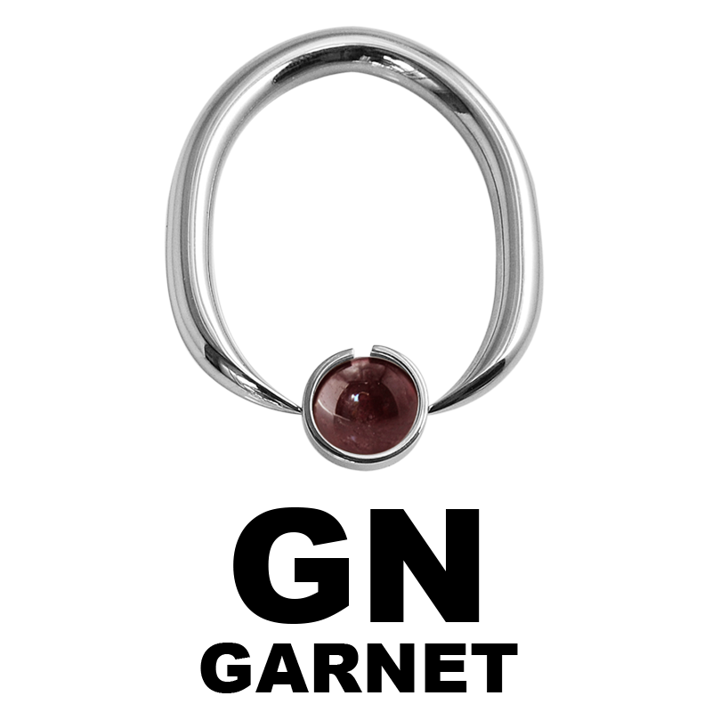 Steel Ball Closure Oval Ring with Natural Stone