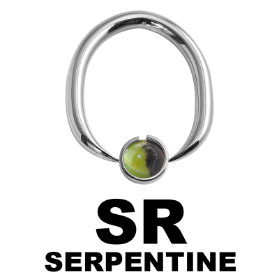 Steel Ball Closure Oval Ring with Natural Stone