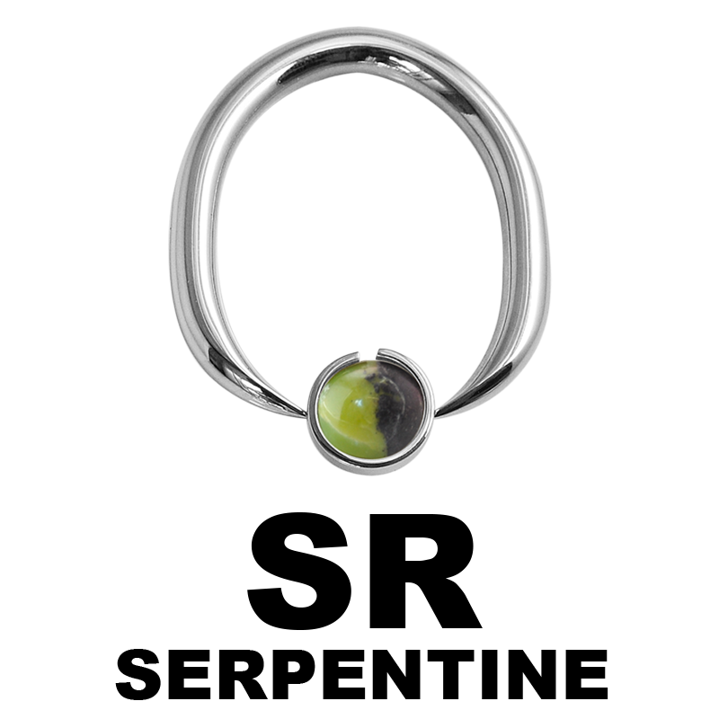 Steel Ball Closure Oval Ring with Natural Stone