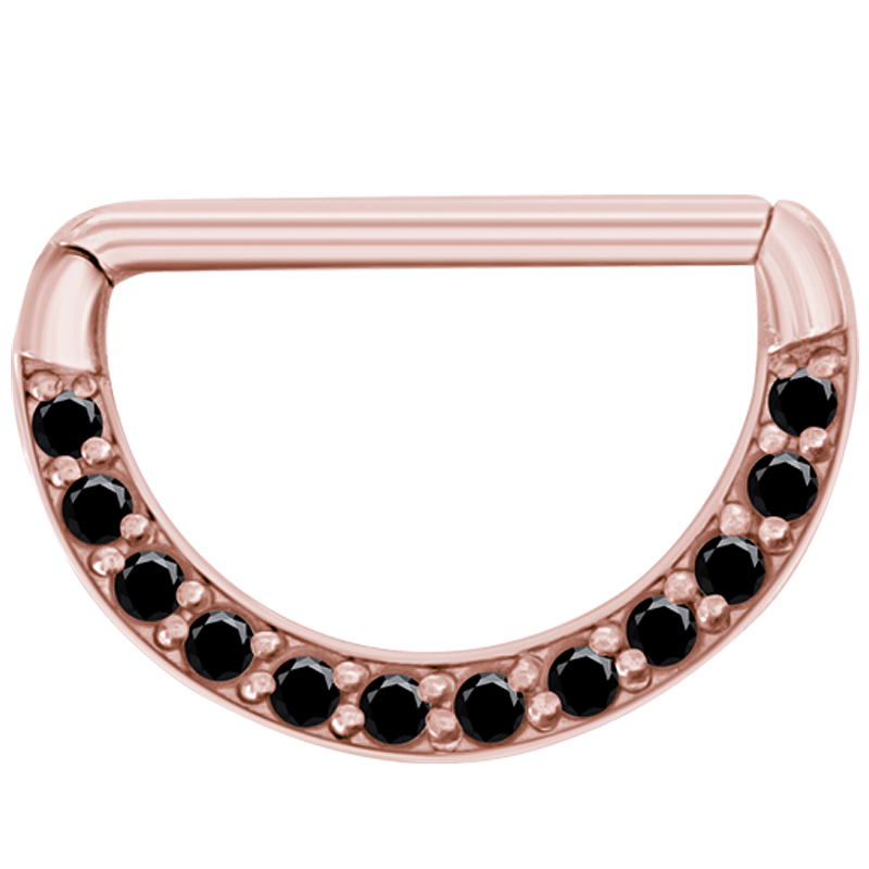 Steel Rose Gold Jewelled Nipple Clicker Shield Capezzolo
