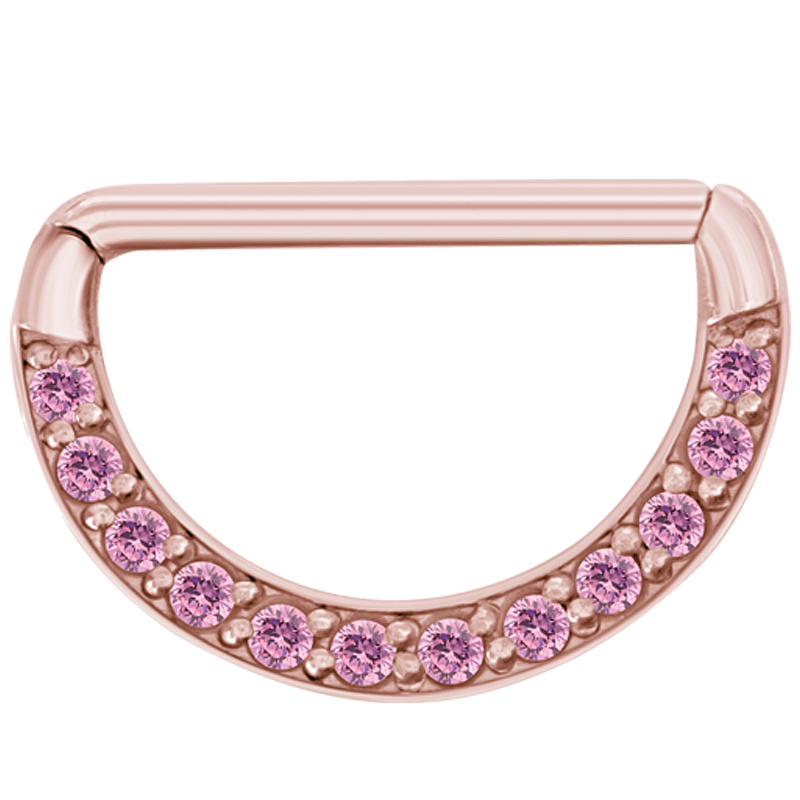 Steel Rose Gold Jewelled Nipple Clicker Shield Capezzolo