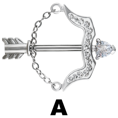 Titanium Swarovski Crystals Bow/Arrow Capezzolo
