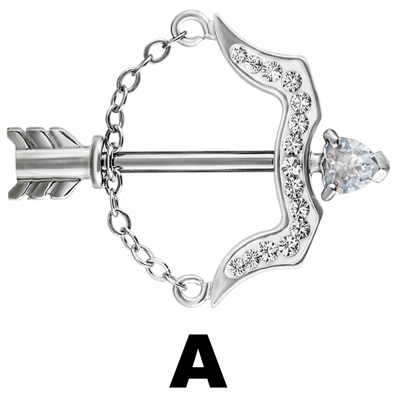 Titanium Swarovski Crystals Bow/Arrow Capezzolo