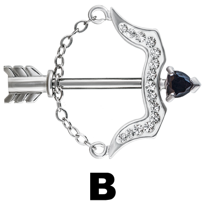 Titanium Swarovski Crystals Bow/Arrow Capezzolo