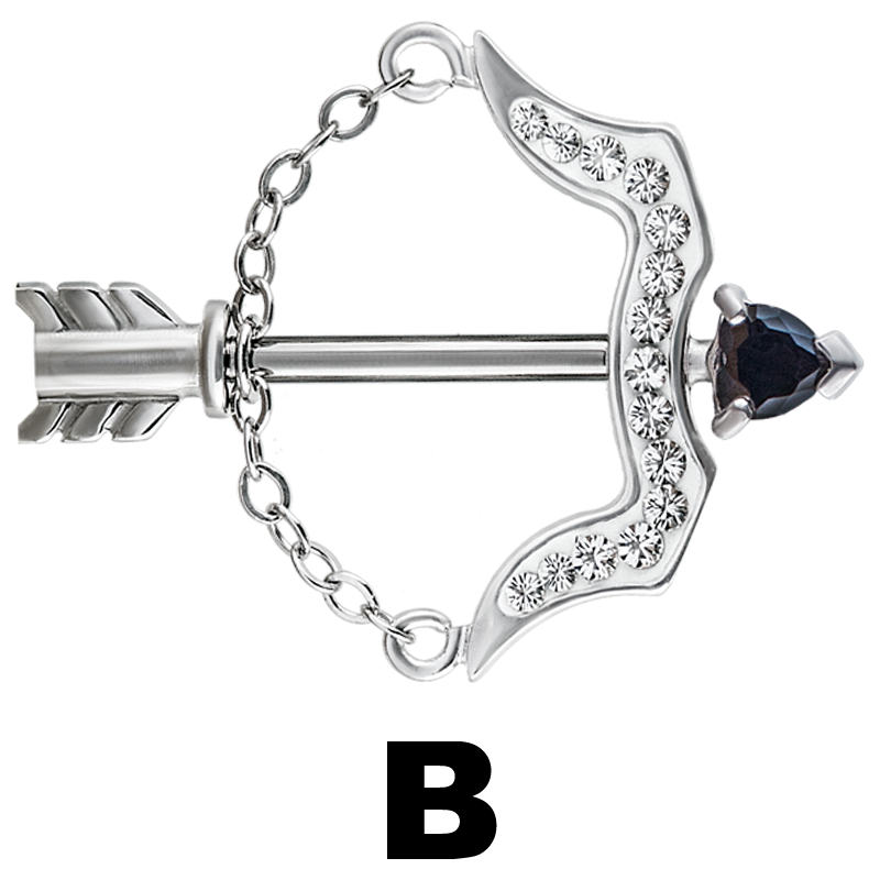 Titanium Swarovski Crystals Bow/Arrow Capezzolo