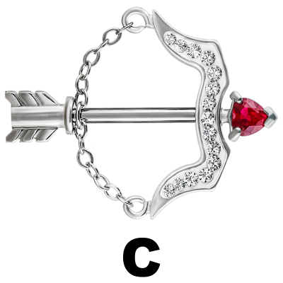 Titanium Swarovski Crystals Bow/Arrow Capezzolo