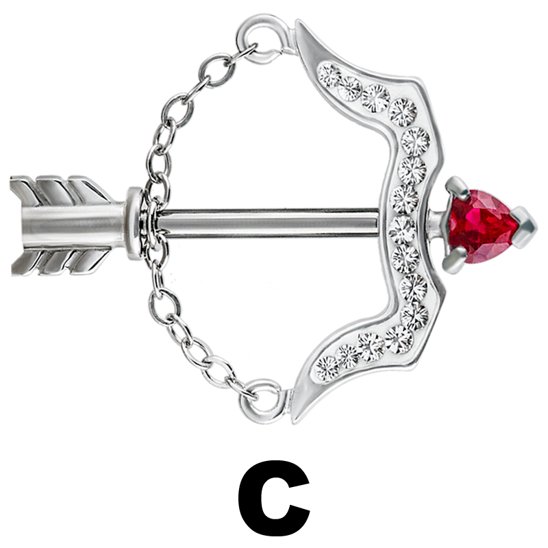 Titanium Swarovski Crystals Bow/Arrow Capezzolo