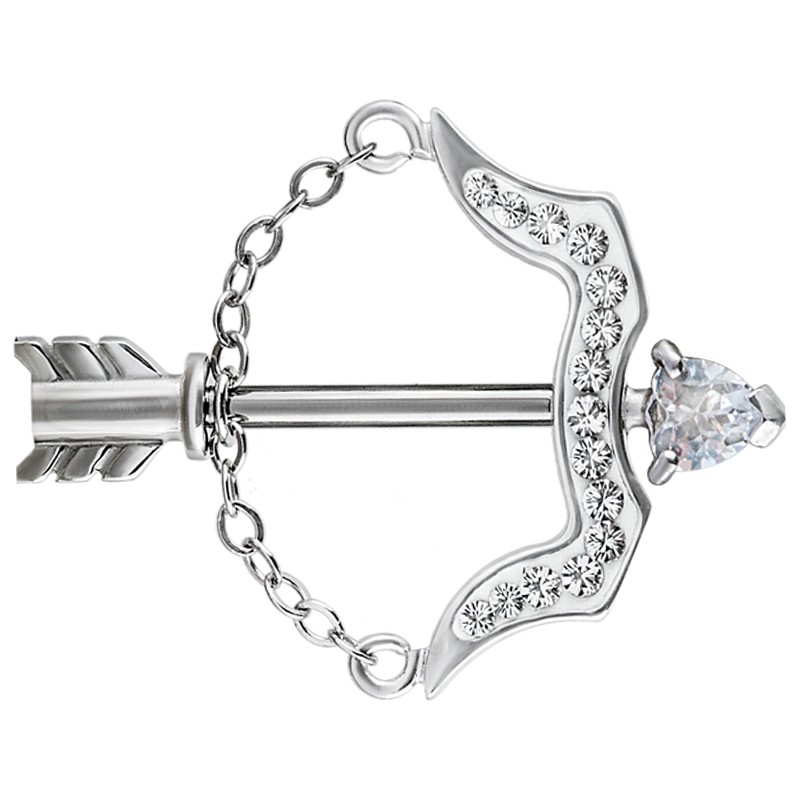 Titanium Swarovski Crystals Bow/Arrow Capezzolo