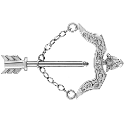 Titanium Swarovski Crystals Bow/Arrow Capezzolo