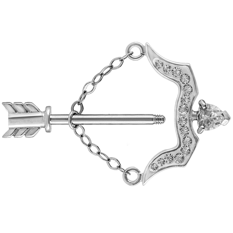 Titanium Swarovski Crystals Bow/Arrow Capezzolo