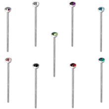 Steel Jewelled Nose Studs 0.8 with 2.0mm stone (Glue)