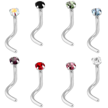 Steel Cast Jewelled Nose Studs 0.8 with 2.5mm Stone