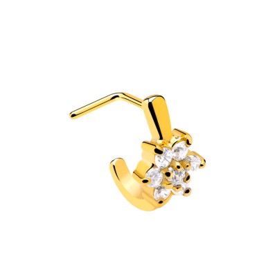 Gold PVD Surgical Steel Curved Jeweld Nose Stud Nostril e Cerchi