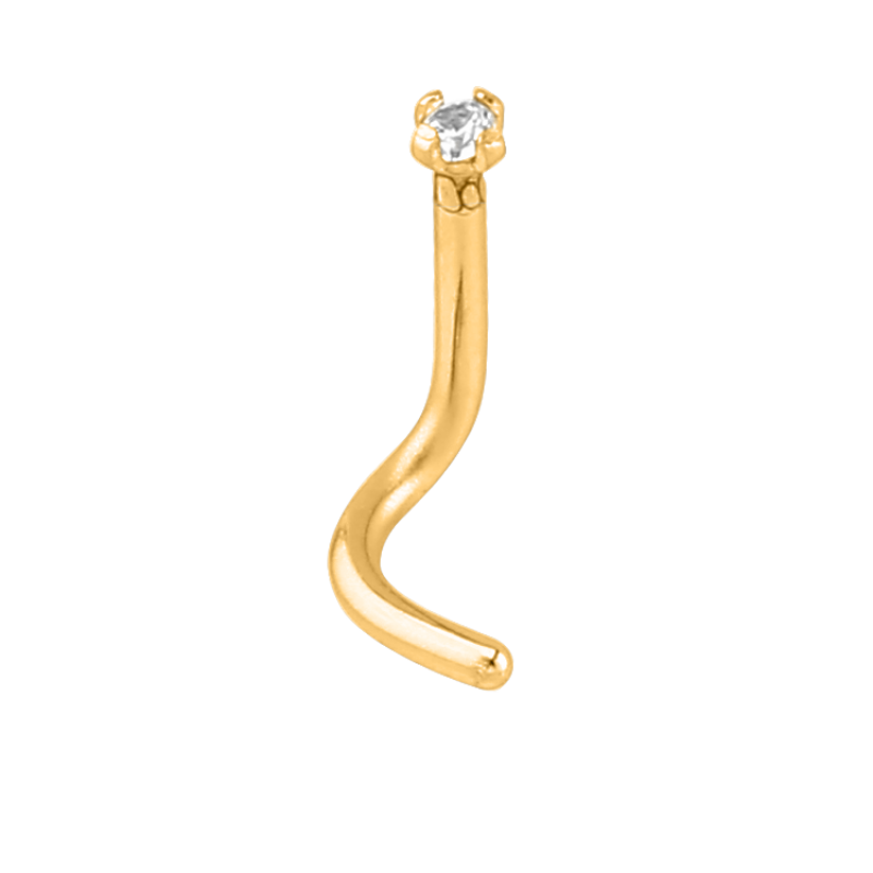 Gold Plated Steel 1.5mm Prong Set Jeweled Nose Stud Nostril e Cerchi