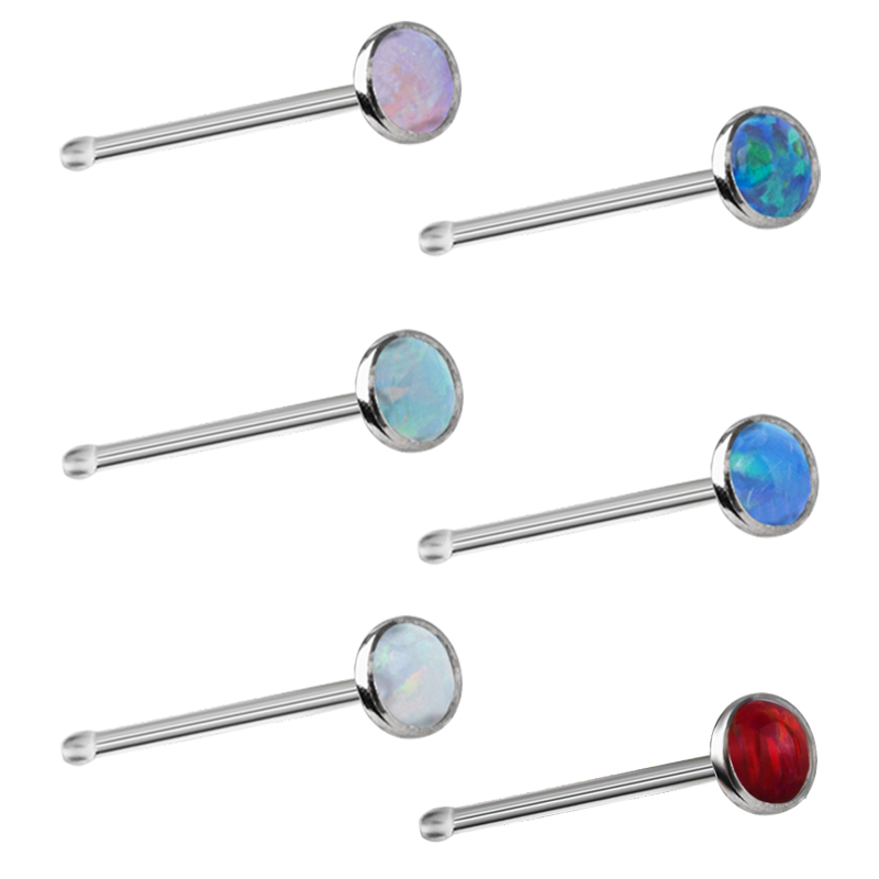 Titanium Opal Cabochon Nose Bones (2.35mm Opal) Nostril e Cerchi