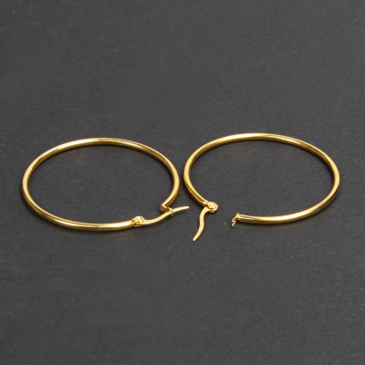 Steel Gold PVD Round Hoop Earrings Orecchio