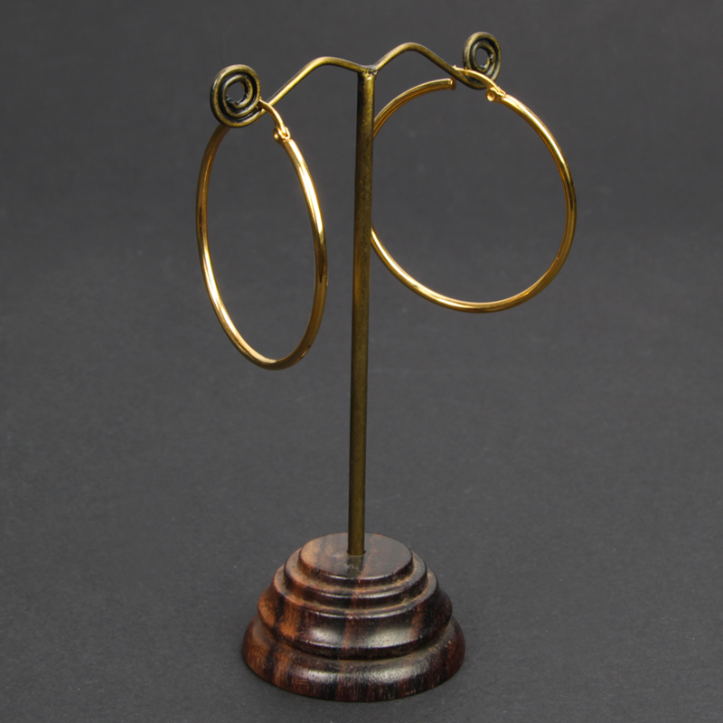 Steel Gold PVD Round Hoop Earrings Orecchio