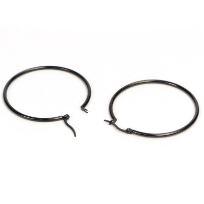 Steel Black PVD Round Hoop Earrings Orecchio