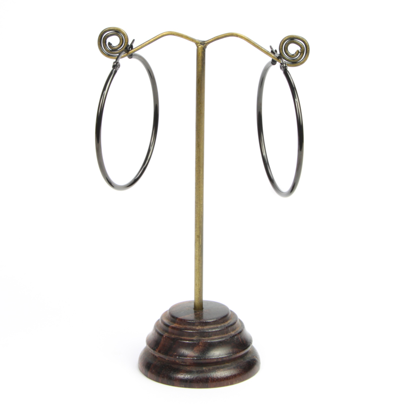 Steel Black PVD Round Hoop Earrings Orecchio