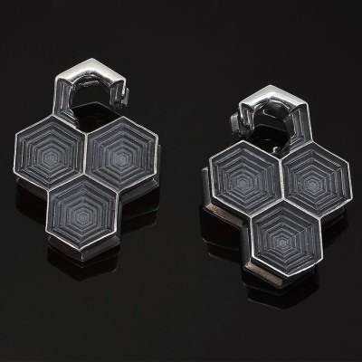 Black Silver Dizzycomb Ear Weights (price for pair) Ear
