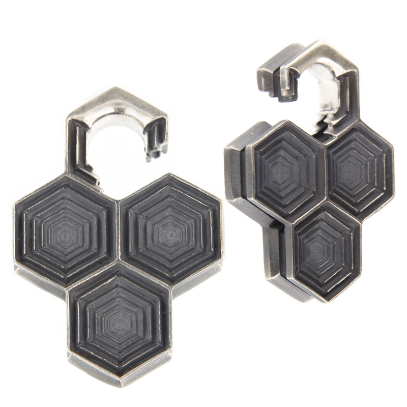 Black Silver Dizzycomb Ear Weights (price for pair) Orecchio