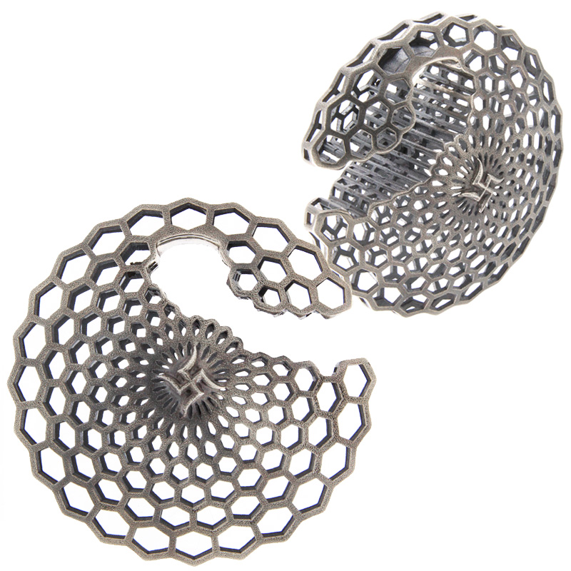 Silver Swastika Honeycomb Ear Weights (price for pair) Orecchio