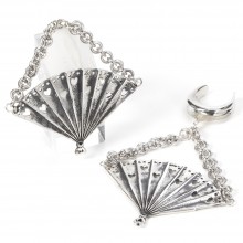 El Rana Silver Ear Pendants Folding Fan (price for pair)