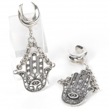 El Rana Silver Ear Pendants Hand of Fatima (price for pair)