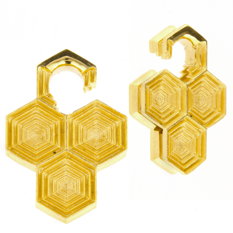 Silver Gold Plated Dizzycomb Ear Weights (price for pair) Orecchio